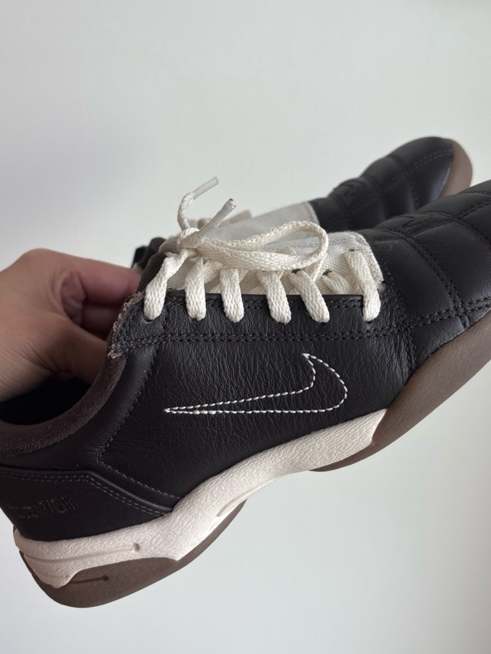 Nike Black Leather Sneakers with White Laces
